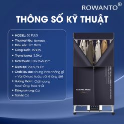 Thông số kỹ thuật tủ sấy quần áo Rowanto S6 Plus