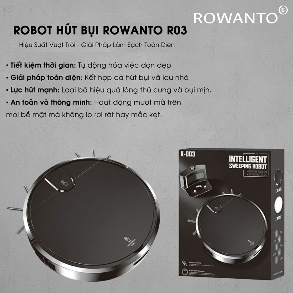 Hiệu xuất robot hút bụi Rowanto R03 
