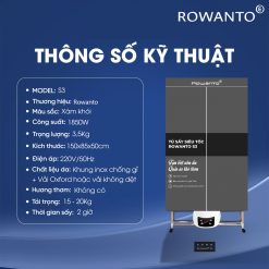 Thông số tủ sấy quần áo Rowanto S3